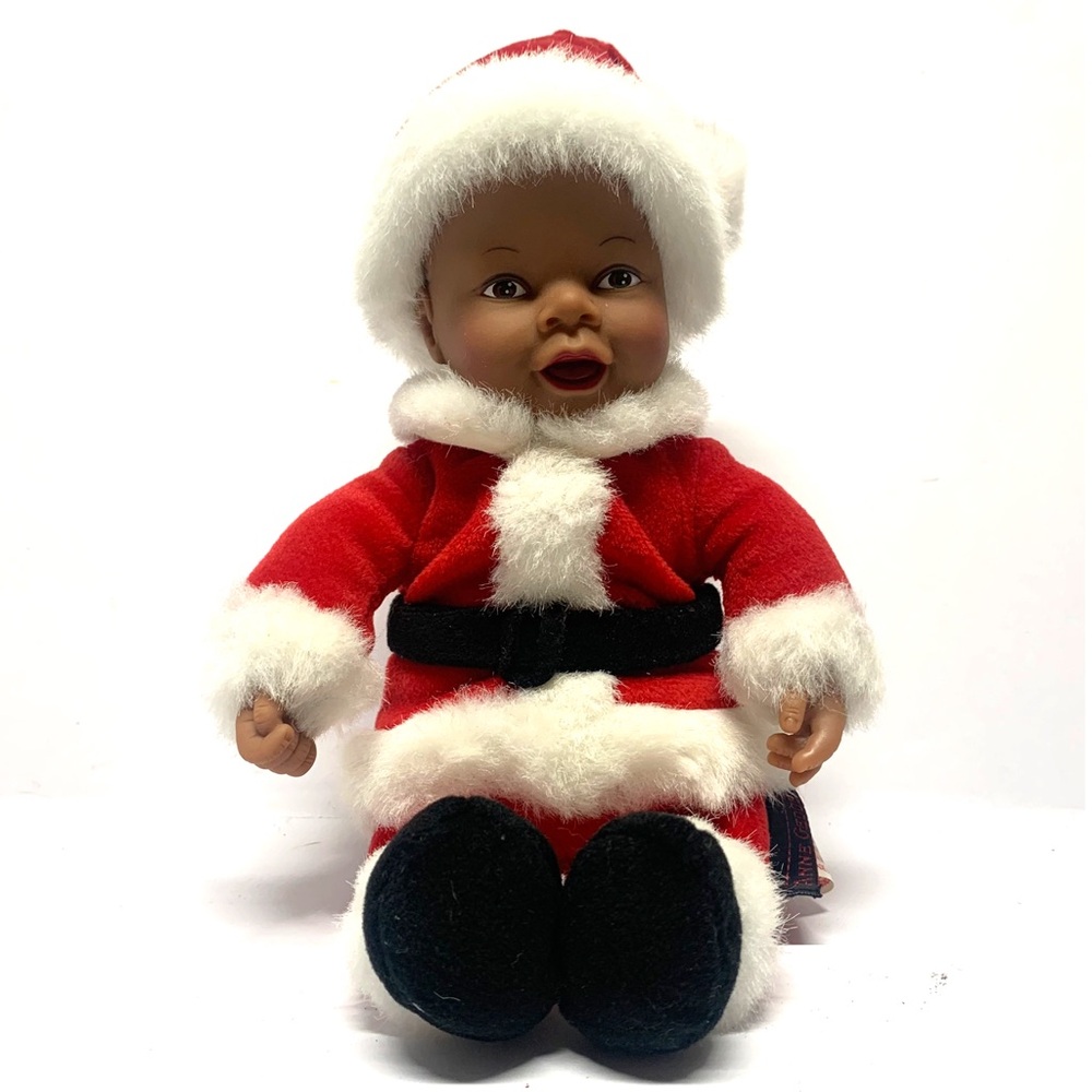 Vintage 1999 Anne Geddes Baby Santa Doll | African American Christmas Doll